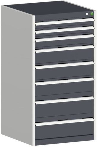 bott Schubladenschrank cubio mit Grundfläche 650x650 mm, 8 Schublade(n), RAL7035 Lichtgrau/RAL7016 Anthrazitgrau