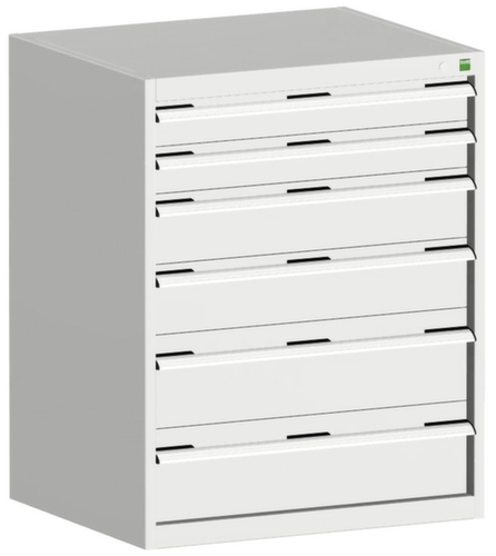 bott Schubladenschrank cubio Grundfläche 800x650 mm, 6 Schublade(n), RAL7035 Lichtgrau/RAL7035 Lichtgrau