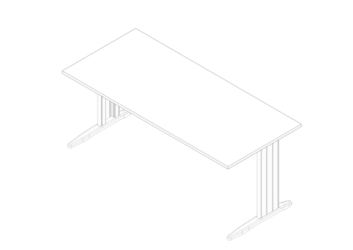 Quadrifoglio Schreibtisch Practika mit C-Fußgestell, Breite x Tiefe 1800 x 800 mm, Platte weiß