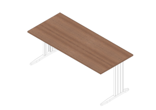 Quadrifoglio Schreibtisch Practika mit C-Fußgestell, Breite x Tiefe 1800 x 800 mm, Platte Nuss Canaletto