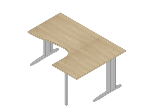 Quadrifoglio Winkel-Schreibtisch Practika, C-Fußgestell, Breite 1600 mm, Eiche/alu