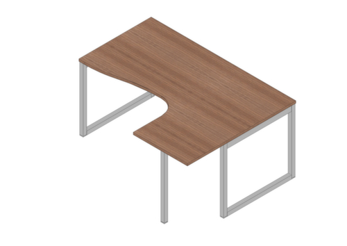 Quadrifoglio Winkel-Schreibtisch Practika, Kufengestell, Breite 1600 mm, Nuss Canaletto/alu