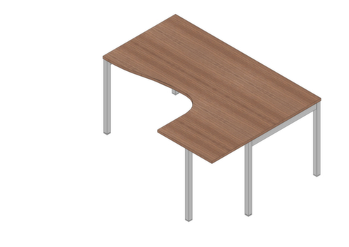 Quadrifoglio Winkel-Schreibtisch Practika, 4-Fußgestell, Breite 1600 mm, Nuss Canaletto/alu