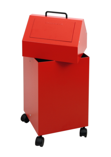 stumpf Feuerhemmender Wertstoffbehälter, 45 l, RAL3000 Feuerrot, Deckel RAL3000 Feuerrot