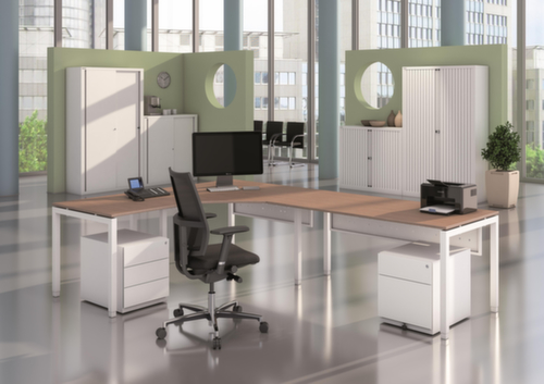 Bisley Rollcontainer Note, 3 Schublade(n), silber/silber