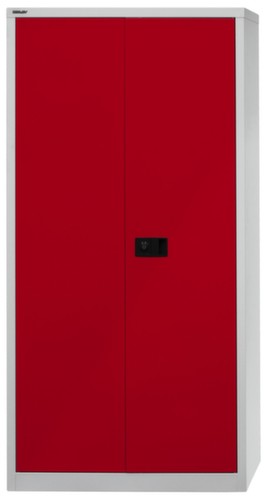 Bisley Aktenschrank Universal, 5 Ordnerhöhen, lichtgrau/kardinalrot