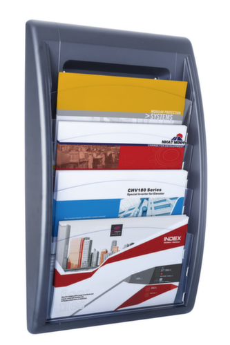 Paperflow Wandprospekthalter Quick Fit, 4 Ablagen, Gestell anthrazit