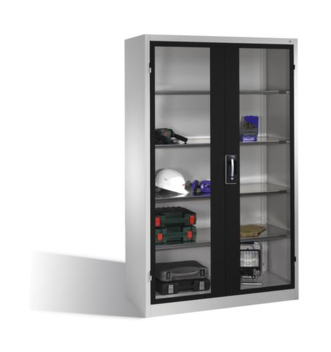 C+P Werkzeugschrank ERGO lichtgrau mit Sichtfenster-Flügeltüren, Breite 1200 mm