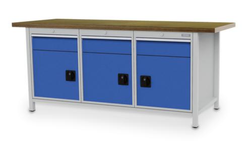 Bedrunka + Hirth Werkbank mit Buche-Massivholzplatte Gestell in vielen Farben, 3 Schubladen, 3 Schränke