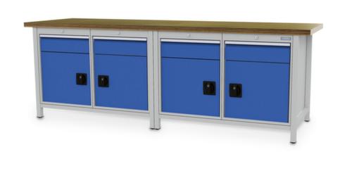 Bedrunka + Hirth Werkbank mit Buche-Massivholzplatte Gestell in vielen Farben, 4 Schubladen, 4 Schränke