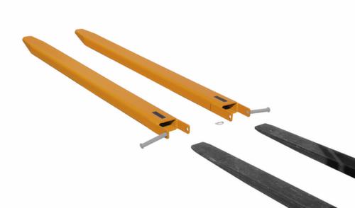 Bauer Gabelverlängerung mit geschlossener Unterseite, RAL7021 Schwarzgrau, für Zinkenquerschnitt Höhe x Breite 40 x 100 mm