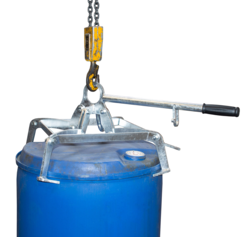Bauer Fassgreifer für 120-/220-Liter-Fässer für Kunststofffässer, Aufnahme stehend