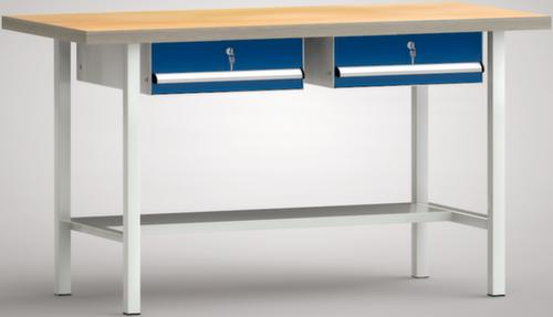 KLW Lutz Werkbank mit Multiplexplatte, 2 Schubladen, 1/2 Ablageboden