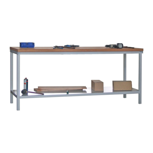 PAVOY Werkbank mit Buche-Multiplexplatte, 1 Ablageboden