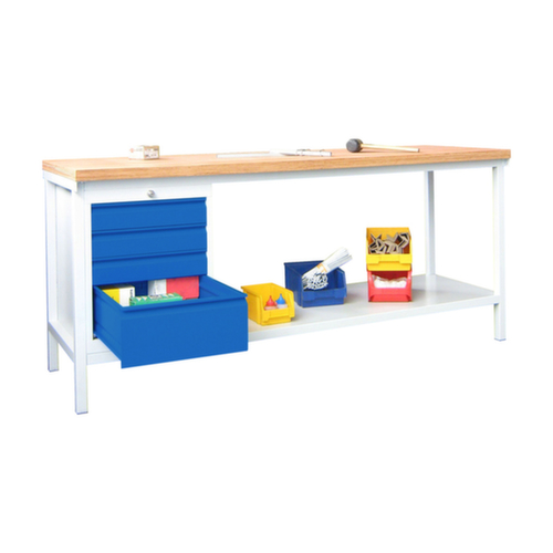 PAVOY Werkbank mit verschiedenen Unterbauten, 1 Schubladenblock, 1 Ablageboden