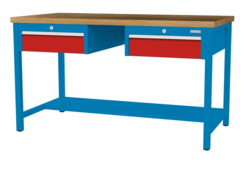 Bedrunka + Hirth Werkbank mit Buche-Massivholzplatte Gestell in vielen Farben, 2 Schubladen, 1/2 Ablageboden