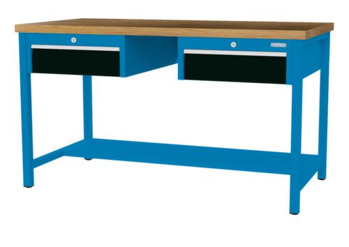 Bedrunka + Hirth Werkbank mit Buche-Massivholzplatte Gestell in vielen Farben, 2 Schubladen, 1/2 Ablageboden
