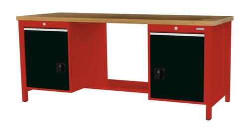 Bedrunka + Hirth Werkbank mit Buche-Massivholzplatte Gestell in vielen Farben, 2 Schubladen, 2 Schränke, 1/2 Ablageboden