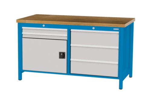 Bedrunka + Hirth Werkbank mit Buche-Massivholzplatte Gestell in vielen Farben, 5 Schubladen, 1 Schrank