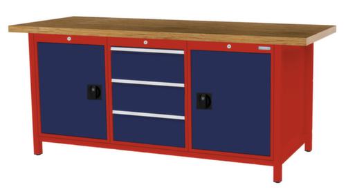 Bedrunka + Hirth Werkbank mit Buche-Massivholzplatte Gestell in vielen Farben, 3 Schubladen, 2 Schränke