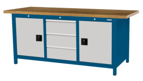 Bedrunka + Hirth Werkbank mit Buche-Massivholzplatte Gestell in vielen Farben, 3 Schubladen, 2 Schränke