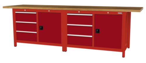 Bedrunka + Hirth Werkbank mit Buche-Massivholzplatte Gestell in vielen Farben, 6 Schubladen, 2 Schränke