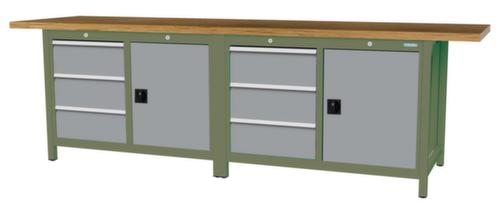 Bedrunka + Hirth Werkbank mit Buche-Massivholzplatte Gestell in vielen Farben, 6 Schubladen, 2 Schränke