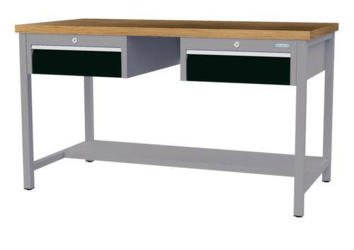 Bedrunka + Hirth Werkbank mit Buche-Massivholzplatte Gestell in vielen Farben, 2 Schubladen, 1/2 Ablageboden