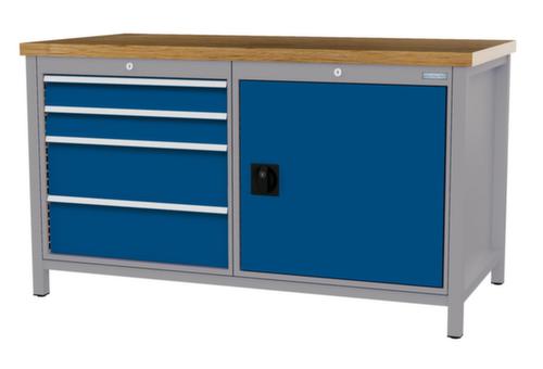 Bedrunka + Hirth Werkbank mit Buche-Massivholzplatte Gestell in vielen Farben, 4 Schubladen, 1 Schrank