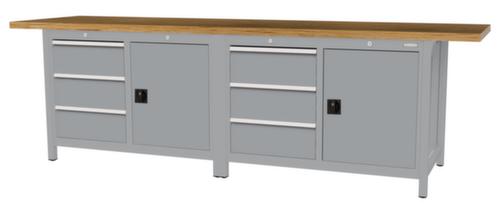 Bedrunka + Hirth Werkbank mit Buche-Massivholzplatte Gestell in vielen Farben, 6 Schubladen, 2 Schränke