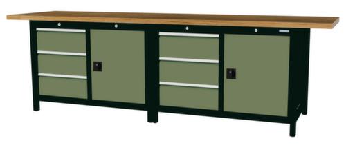 Bedrunka + Hirth Werkbank mit Buche-Massivholzplatte Gestell in vielen Farben, 6 Schubladen, 2 Schränke