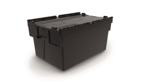 Euronorm-Mehrwegbehälter recycelt + verplombar, Inhalt 52 l, Zweiteiliger Scharnierdeckel