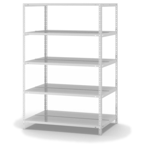 hofe Akten-Schraubregal zur beidseitigen Nutzung, 5 Böden, RAL7035 Lichtgrau