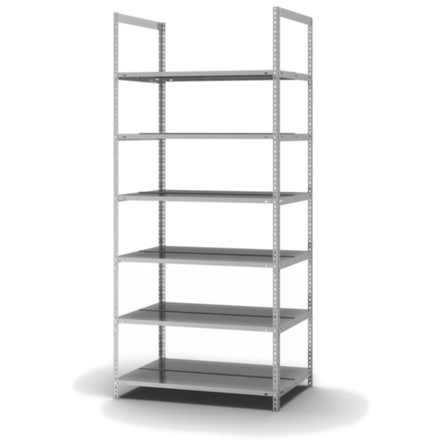 hofe Akten-Schraubregal zur beidseitigen Nutzung, 6 Böden, mit korrosionsschützender Zinkbeschichtung