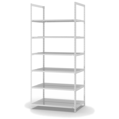 hofe Akten-Schraubregal zur beidseitigen Nutzung, 6 Böden, RAL7035 Lichtgrau