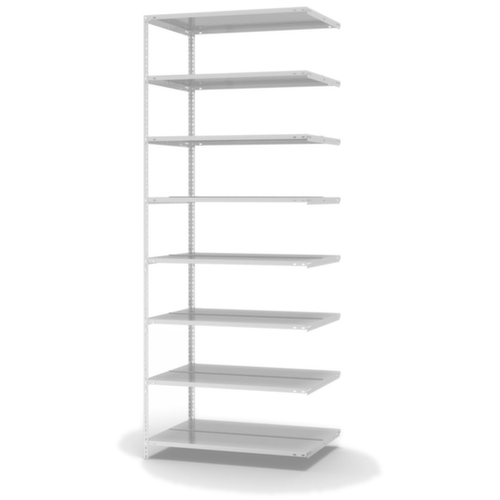 hofe Akten-Schraubregal Anbaufeld zur beidseitigen Nutzung, 8 Böden, RAL7035 Lichtgrau