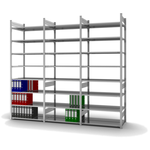 hofe Akten-Steckregal zur beidseitigen Nutzung, 8 Böden, mit korrosionsschützender Zinkbeschichtung