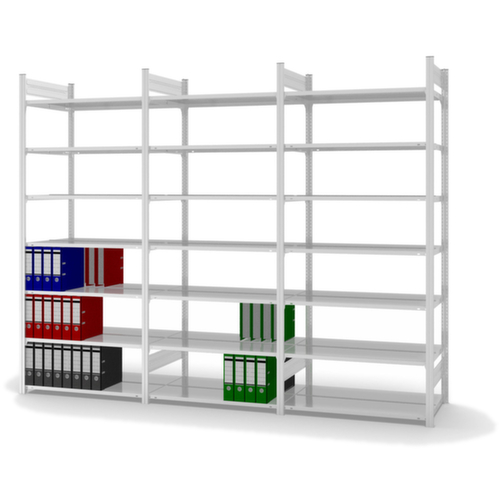 hofe Akten-Steckregal zur beidseitigen Nutzung, 7 Böden, RAL7035 Lichtgrau