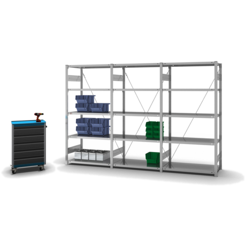 hofe System-Steckregal in Standard Bauart, Höhe x Breite x Tiefe 2000 x 1060 x 535 mm, 5 Böden