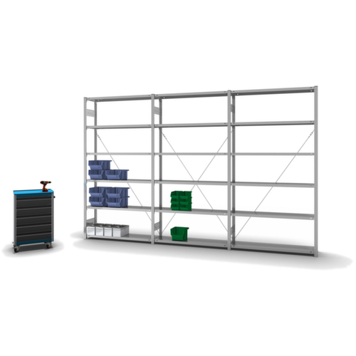 hofe System-Steckregal in Standard Bauart, Höhe x Breite x Tiefe 2500 x 1360 x 335 mm, 6 Böden