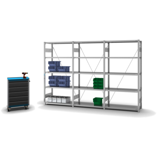 hofe System-Steckregal in mittelschwerer Bauart, Höhe x Breite x Tiefe 2000 x 1010 x 435 mm, 5 Böden