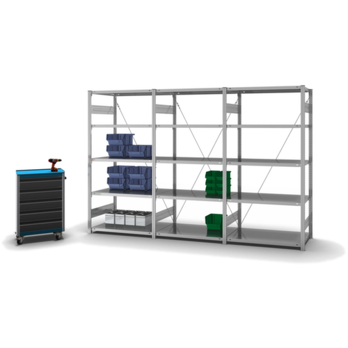 hofe System-Steckregal in mittelschwerer Bauart, Höhe x Breite x Tiefe 2000 x 1060 x 635 mm, 5 Böden