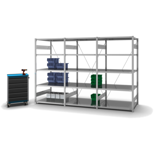 hofe System-Steckregal in mittelschwerer Bauart, Höhe x Breite x Tiefe 2000 x 1060 x 835 mm, 5 Böden