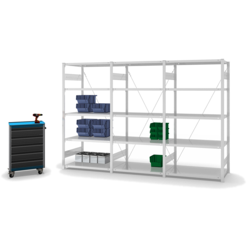 hofe System-Steckregal in mittelschwerer Bauart, Höhe x Breite x Tiefe 2000 x 1060 x 635 mm, 5 Böden