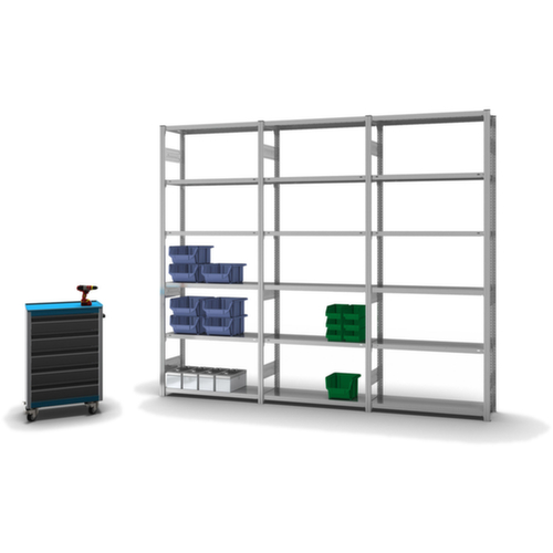 hofe Traversenregal in mittelschwerer Bauart, Höhe x Breite x Tiefe 2500 x 1010 x 335 mm, 6 Böden