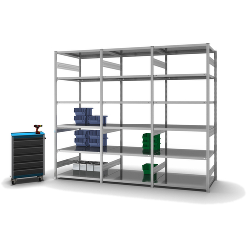 hofe Traversenregal in mittelschwerer Bauart, Höhe x Breite x Tiefe 2500 x 1060 x 835 mm, 6 Böden