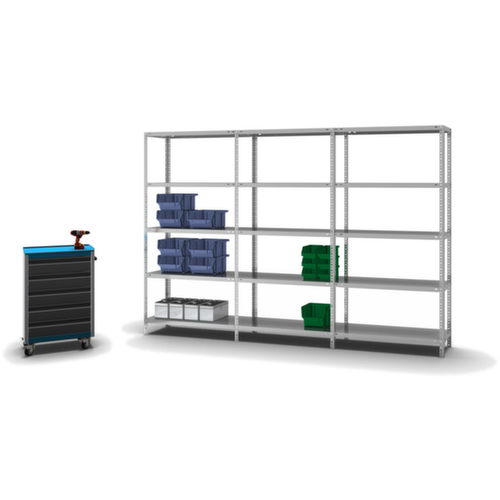 hofe Schraubregal Anbaufeld, 5 Böden, mit korrosionsschützender Zinkbeschichtung