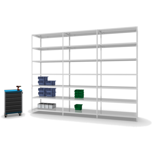 hofe Schraubregal Anbaufeld, 7 Böden, RAL7035 Lichtgrau