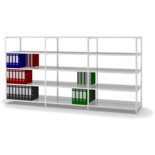 hofe Akten-Schraubregal zur beidseitigen Nutzung, 5 Böden, RAL7035 Lichtgrau