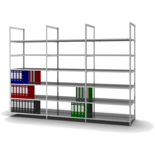 hofe Akten-Schraubregal zur beidseitigen Nutzung, 6 Böden, mit korrosionsschützender Zinkbeschichtung